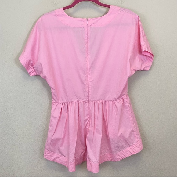 English Factory Pink Front Tie Poplin Peplum Top Size‎ Medium - Picture 8 of 10